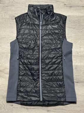 Norrona Women’s Falkentind Vest Primaloft Sz S Puffer Hybrid Black Gray EUC